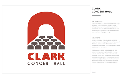 Clark Concert Hall branding company logo design design logo graphic design illustration logo minimalism minimalist minimalist logo red and grey typography vector