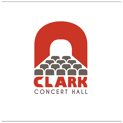 Clark Concert Hall branding company logo design design logo graphic design illustration logo minimalism minimalist minimalist logo red and grey typography vector