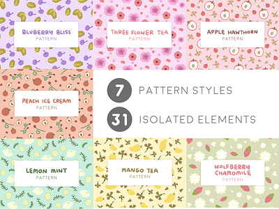 7 Tea Pattern Styles branding design illustration pattern pattern design vector