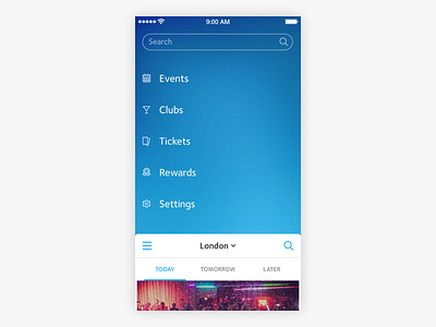 Navigation Drawer Top menubar mobile app design sidemenu