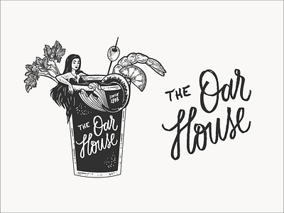 The Oar House Sketches beverages bloodymary handlettering illustration mermaid oar house restaurant seaside