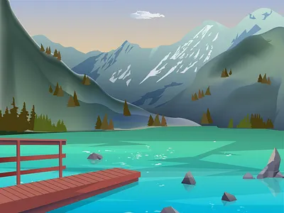 quiet lake art design flat illustration illustration art minimal vector