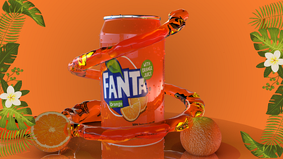 fanta orange c4d photoshop realflow