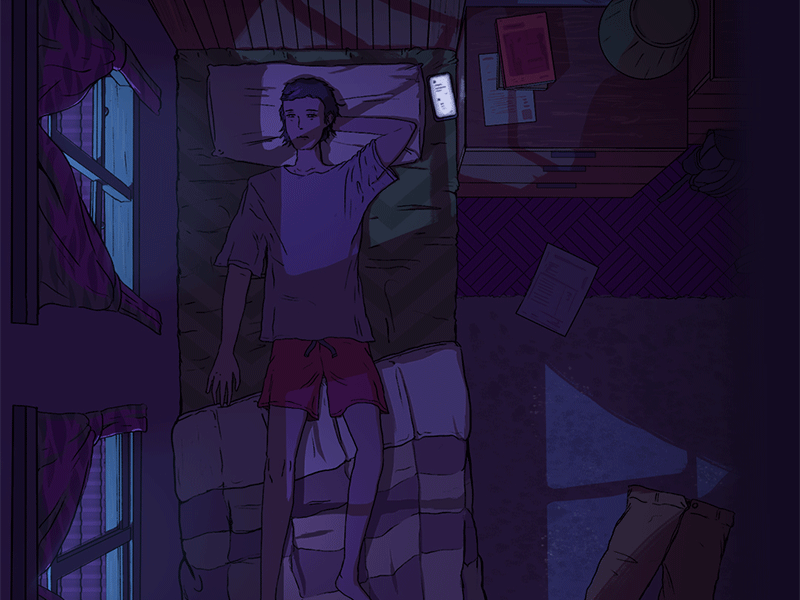 Without Sun - Pt.1 animated bed bedroom cartoon depressed fan illustration insomnia night restless sad sleep sorrow stress tired window