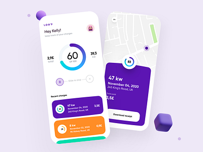 Loop App 2020 app cards charges chart color creative dashboard design dribbble ios minimal taxi trend uber ui ux