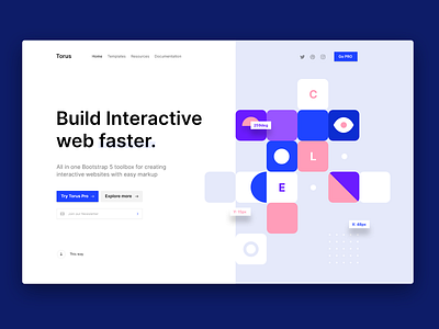 Main page redesign bootstrap css design flat html landing minimal torus kit ui vector