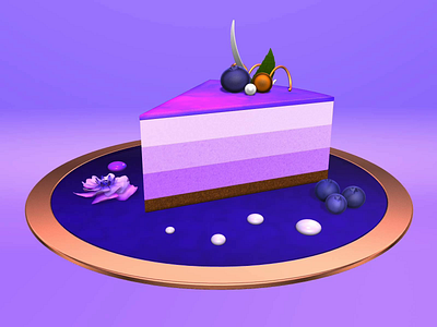 Blueberry Cake 3D created with Three.js 3d 3dmodel animation blueberry cake challenge dessert food interactive javascript jelly mousse spline splinetool sweet threejs web webgl