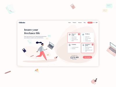 Collective app branding design flat illustration landing minimal ui ux web