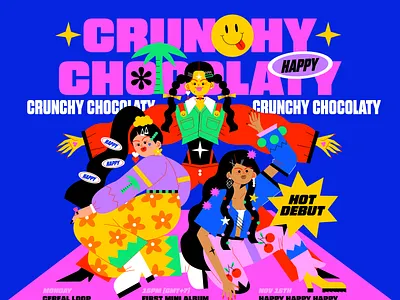 Crunchy Chocolaty animation branding character fashion girl girl illustration icon illustration logo love typography ui