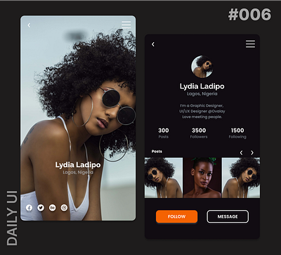 Daily UI #006 - User Profile 006 app design dailyui dailyuichallenge uiuxdesign user profile