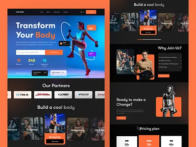 GYM ZONE- Fitness Landing Page colorful exercise fitness fitness landing page graphic gym gym landing page gym website healthy homepage landing page landing page design mockup responsive website trainer ui design ux web design website workout
