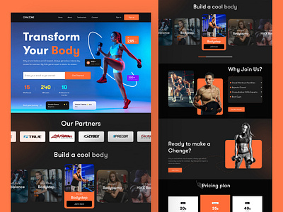 GYM ZONE- Fitness Landing Page colorful exercise fitness fitness landing page graphic gym gym landing page gym website healthy homepage landing page landing page design mockup responsive website trainer ui design ux web design website workout