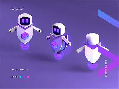 3D Syscops mascot 3d 3d modeling android brand design brand mascot c4d cop guardian light model mascot render robot security security mascot security robot white robot