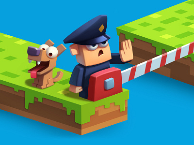 Border guard 3d barrier border calendar character dog fun illustration polygraphy print voxel