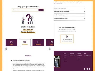 FAQ/Help page answers college contact us design education faq faq page help illustration question ui