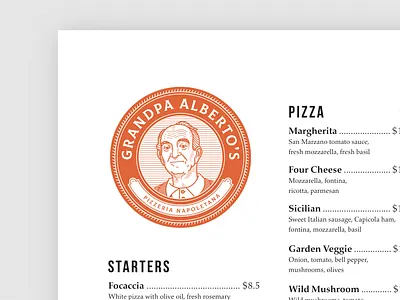 Grandpa Alberto's branding character design illustration logo mascot menu card menu design symbol typography vector