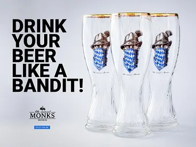 Bandit advertising bandit bavaria beer bier bilboard casual glass monks munich