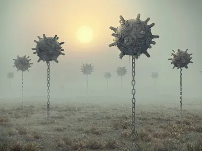 Minefield 3d abstract art bomb composition concept creative design field illustration realistic render surrealism underwater war