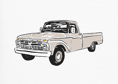 Classic Ford Pickup - 1966 F100 classic design drawing f100 ford graphic design illustration ipad pickup procreate truck