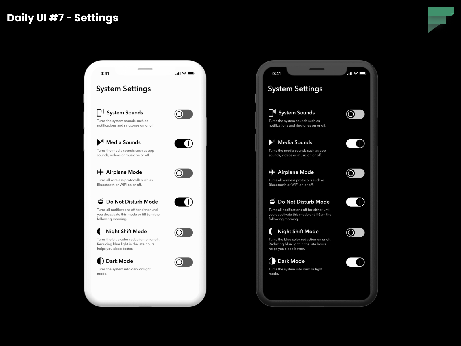 Example of Daily UI #7 - Settings