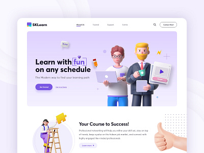 Online Education Agency 3d agency design design education flat illustration landingpage learning minimal online course tutorial uidesign