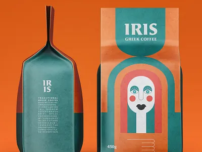 IRIS Greek Coffee branding design flat illustration illustrator marketing print product branding vector visual design visual identity