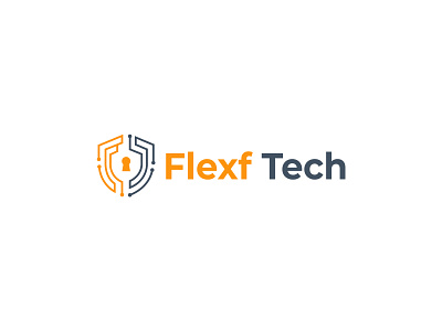 Flexf Tech blue brand brandauxin business logo design flat flat design icon illustration kye logo minimal security security logo stock tech tech logo typography ui vector