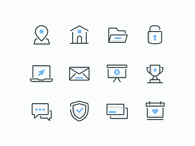 Business basics icon award calendar email folder home icon icon design icon set iconography illustration laptop location lock message payment presentation security