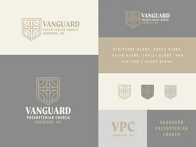 Vanguard Pres Brand Design badge brand branding christian christmas church crest cross design easter formal illustrate illustration jesus logo ministry non profit shield trinity web