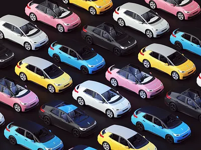 Which one? 3d black branding c4d car cinema4d colors design electric future illustration isometric logo minimal pattern render set tech tesla ui