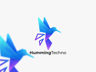 Humming Techno app bird logo branding design icon illustration logo typography vector