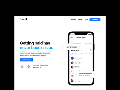 Hero section fintech hero homepage webdesig