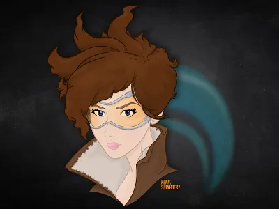 Vector Art: Overwatch's Tracer adobe illustrator blizzard entertainment character design character illustration game game art lena oxton overewatch pc gamer portrait ps4 tracer vector vector graphic xbox