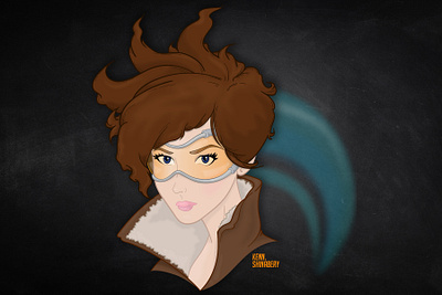 Vector Art: Overwatch's Tracer adobe illustrator blizzard entertainment character design character illustration game game art lena oxton overewatch pc gamer portrait ps4 tracer vector vector graphic xbox