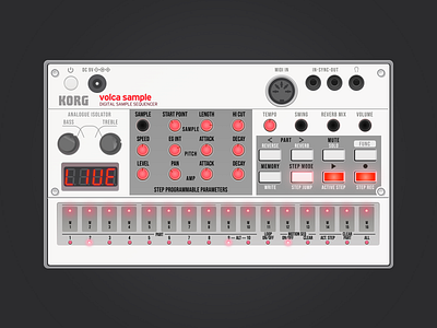 Korg Volca Sample vector electronic music korg midi music music instrument sample sampler sketchapp vector illustration volca