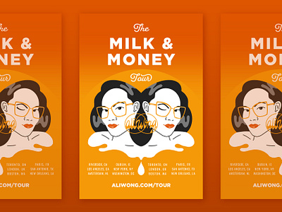 Ali Wong Milk & Money Tour branding drawing gig poster illustration lettering poster design procreate typography