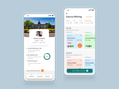 University Student Course Enrollment App course offering dribble edu educational educational app enrollment nabil nabilemonn student app typography ui uiux university app ux