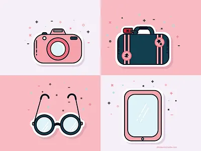 Tech Travel Essentials art blue branding design illustration logo pink red ui vector