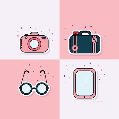 Tech Travel Essentials art blue branding design illustration logo pink red ui vector