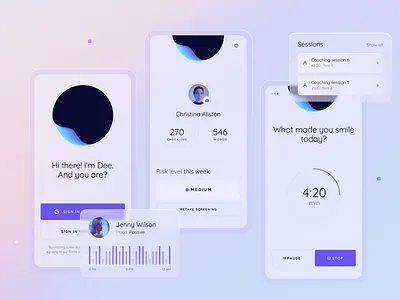 Mobile App for a Maslo-Powered Product ai app application behavior companion design emotional health empathy glass mental state mobile product psychological psychology self awareness self care technology therapist wellbeing zajno