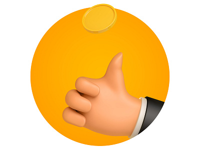 Flipping a coin 3d cartoon character coin design finger flip hand illustration