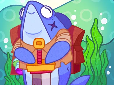 Sir Sharkselot color doodle fantasy illustration knight ocean procreate shark sword