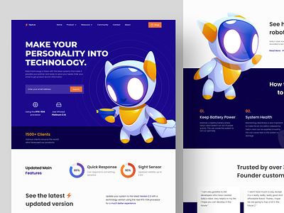 Tech.in - Robot Technology Landing Page ai artificial intelligence business company homepage landing page portofolio product robot service tech technology uiux web design website website design