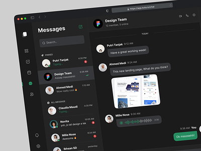 Messenger Dashboard - Dark Mode chat clean dark mode dashboard dashboard chat design light mode message messenger product design telegram ui ux web design website