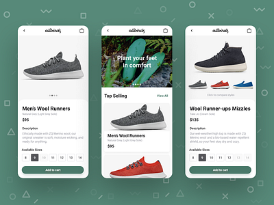 Shoe Comparison Concept allbirds geometic green mobile productdesign running shoes shoe shoe design shoes app sneaker sustainable ui ux wool