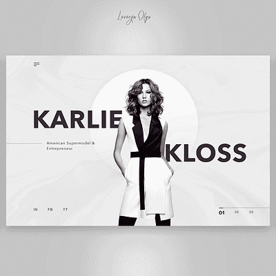 Top model Karlie Kloss creative creativity design firstscreen product uiux webdesign