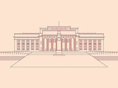 Auckland War Memorial Museum architecture building design design. by cheyney drawing flat history illustration illustrator lineart linework museum new zealand nz vector war memorial