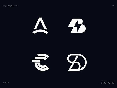 Logo Alphabet 01 alphabet bolt branding bridge diagram icon identity letter a letter b letter c letter d lettering lightning line logo negative space spark type typography wings