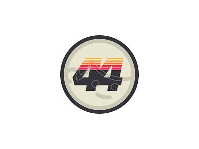 1044 - Racer Boy 44 face gradient icon illustration logo number race racer racing retro smile sport stroke vintage