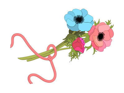 Bouquet of anemones. anemones background bouquet bouquet of flowers decor design flat flowers gift illustration shushunya surprise vector